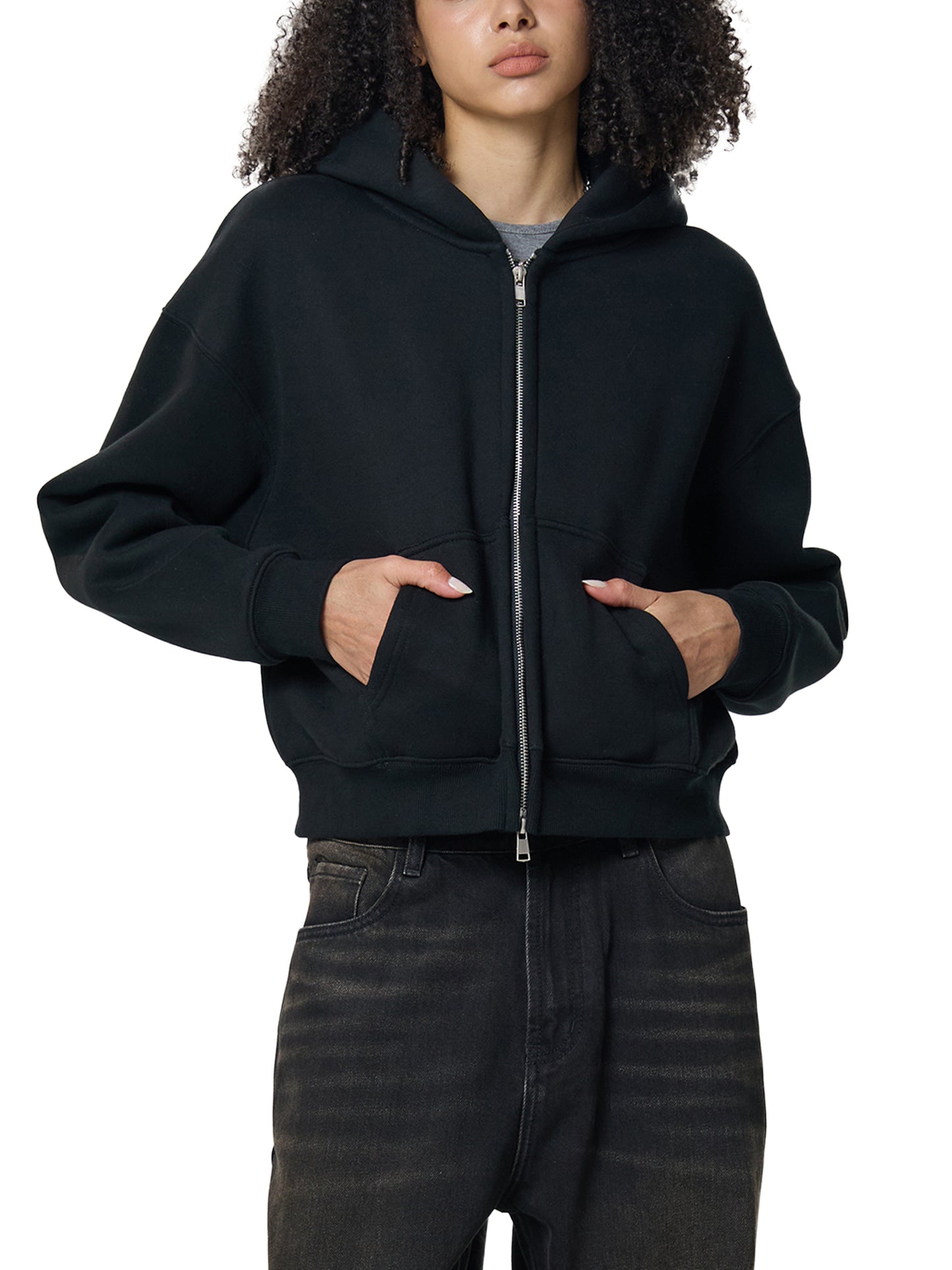 Women's Essential Cropped Zip-Up