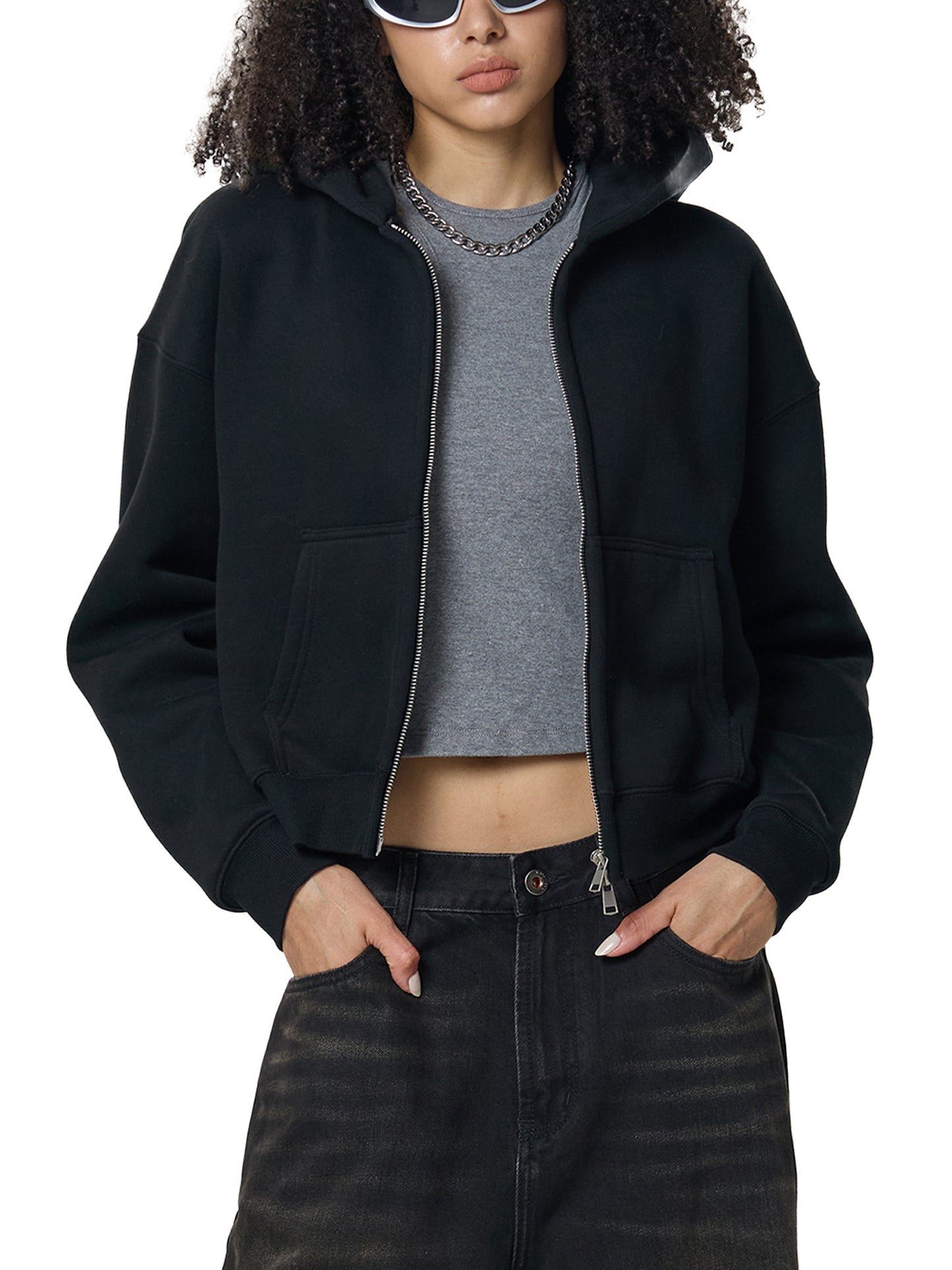 Women's Essential Cropped Zip-Up